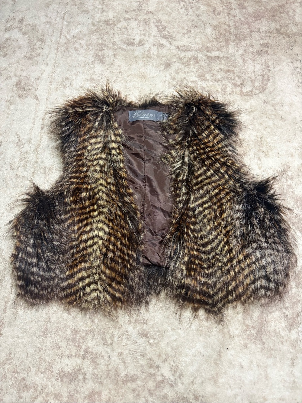 Costa Blanca Faux Fur Brown Patterned Vest - Chic Women’s Jacket